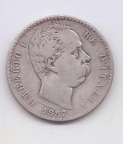 ITALIA DEL AÑO 1887 DE 2 LIRAS